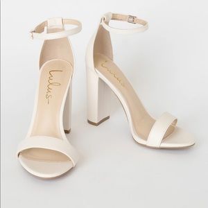 Lulus Taylor Off White Ankle Strap Heels